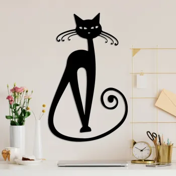 Decoratiune de perete, Cat 6, Dimensiune: 37 x 60 cm, Negru imagine