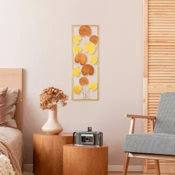 Decoratiune de perete, Catalpa, Metal, Dimensiune: 32 x 90 cm, Multicolor imagine