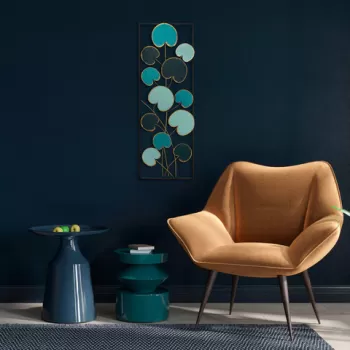 Decoratiune de perete, Catalpa, Metal, Dimensiune: 32 x 90 cm, Multicolor imagine