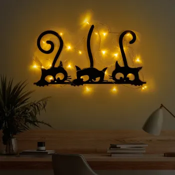 Decoratiune de perete, Cats 967, Dimensiune: 33 x 60 cm, Negru imagine