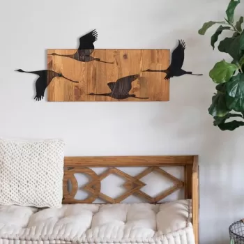 Decoratiune de perete, Chopper 1, Metal, Cadru: 100% LEMN (grosime: 3 cm), Nuc negru imagine