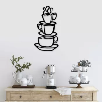Decoratiune de perete, Coffee, Metal, Dimensiune: 40 x 75 cm, Negru imagine