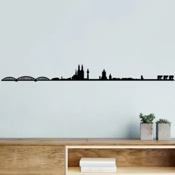 Decoratiune de perete, Cologne Skyline, Metal, Dimensiune: 120 x 12 cm, Negru imagine