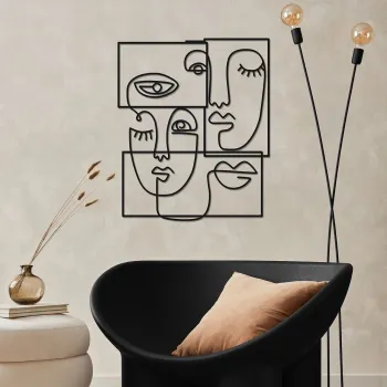 Decoratiune de perete, Complicado, Metal, Grosime: 1,2 mm, Negru imagine
