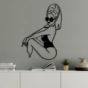 Decoratiune de perete, Cool Woman, 50 x 70 cm, Negru imagine