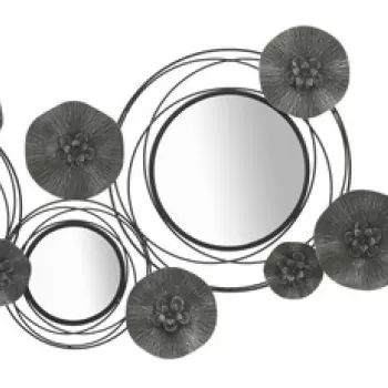 Decoratiune de perete cu oglinda 3D, Mauro Ferretti, 117x49 cm, fier, negru/gri imagine