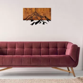 Decoratiune de perete, Dag 1 , 50% lemn/50% metal, Dimensiune: 58 x 36 cm, Nuc / Negru imagine
