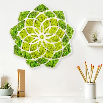 Decoratiune de perete, Daisy, Dimensiuni: 44 x 1,6 x 44 cm, Verde/Alb imagine