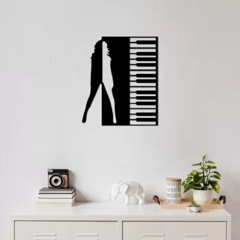 Decoratiune de perete, Dance, Metal, Dimensiune: 60 x 70 cm, Negru imagine