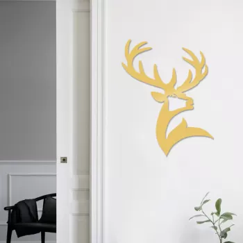 Decoratiune de perete, Dear2, Metal, Dimensiune: 38 x 53 cm, Auriu imagine