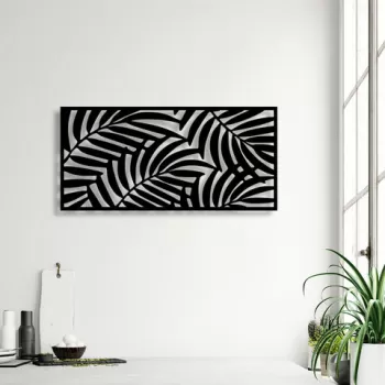Decoratiune de perete, Decorative Panel 4, Metal, 100 x 48 cm, Negru imagine