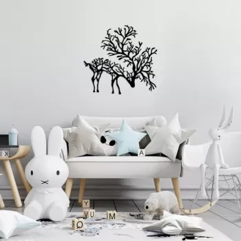 Decoratiune de perete, Deer 2, Metal, Dimensiune: 70 x 66 cm, Negru imagine
