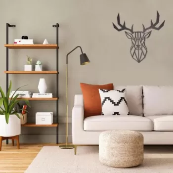 Decoratiune de perete, Deer, Metal, Dimensiune: 50 x 50 cm, Negru imagine