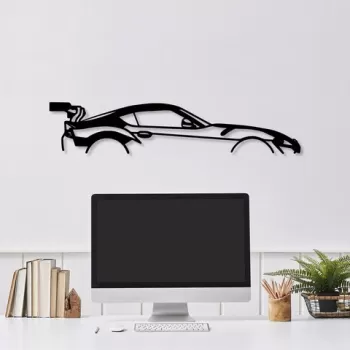 Decoratiune de perete, Dodge Viper Silhouette, Metal, 70 x 14 cm, Negru imagine