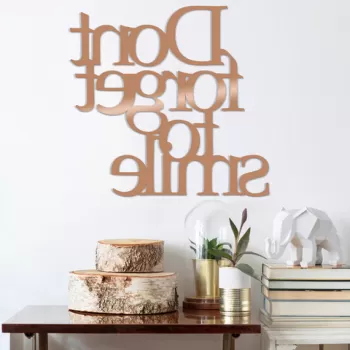 Decoratiune de perete, Dont Forget To Sm?le, Metal, Dimensiune: 70 x 67 cm, Cupru imagine