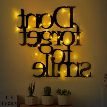 Decoratiune de perete, Dont Forget To Smile 183, Dimensiune: 67 x 70 cm, Negru imagine
