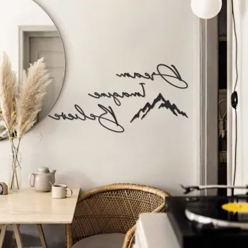 Decoratiune de perete, Dream & Imagine & Belive, Dimensiune vis: 15 x 45 cm (1 bucata), Negru imagine