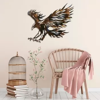 Decoratiune de perete, Eagle 3, Metal, Dimensiune: 71 x 63 cm, Multicolor imagine
