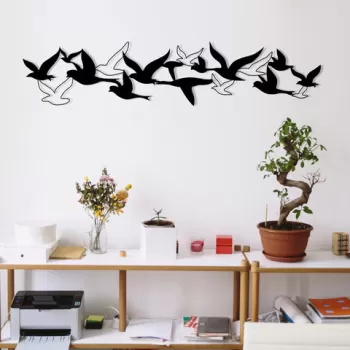 Decoratiune de perete, Eagle Metal Decor, Metal, 100 x 22 cm, Negru imagine
