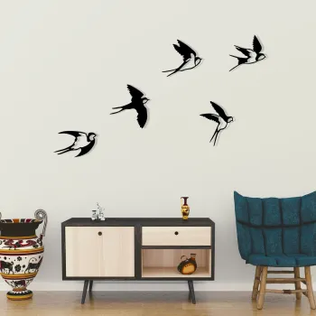 Decoratiune de perete, Ebabil, Pasarea nr. 1: 27 x 26 cm (1 bucata), Negru imagine