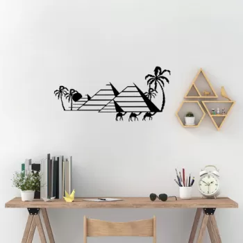 Decoratiune de perete, Egyptian, Metal, 70 x 33 cm, Negru imagine