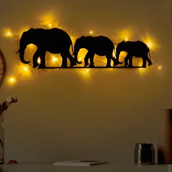 Decoratiune de perete, Elephant 070, Dimensiune: 15 x 50 cm, Negru imagine
