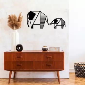 Decoratiune de perete, Elephant 3, Metal, Dimensiune: 55 x 25 cm, Negru imagine