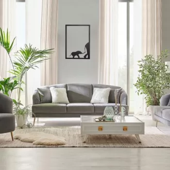 Decoratiune de perete, Elephant Family, Metal, Dimensiune: 45 x 65 cm, Negru imagine