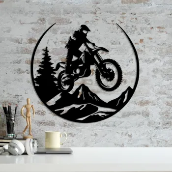 Decoratiune de perete, Enduro, Dimensiuni: 46 x 49 cm, Negru imagine