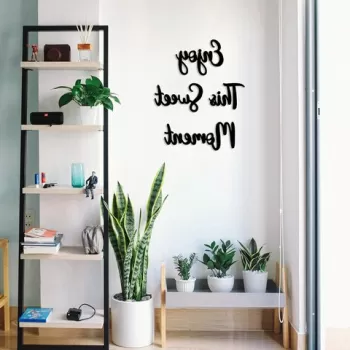 Decoratiune de perete, Enjoy This Sweet Moment, MDF, Enjoy: 29 x 22 cm, Negru imagine