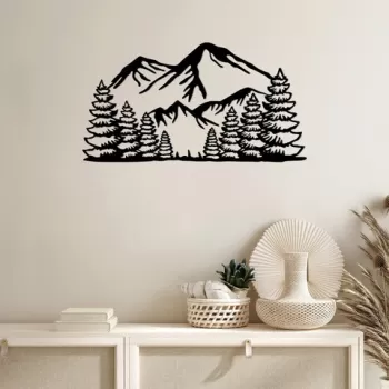 Decoratiune de perete, Ergan, Metal, 70 x 37 cm, Negru imagine