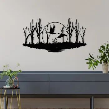 Decoratiune de perete, Estate, Metal, Dimensiuni: 70 x 38 cm, Negru imagine