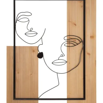 Decoratiune de perete Faces, Mauro Ferretti, 63x90 cm, fier/MDF, negru/maro imagine
