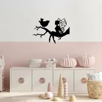 Decoratiune de perete, Fairy, Metal, Dimensiune: 70 x 48 cm, Negru imagine
