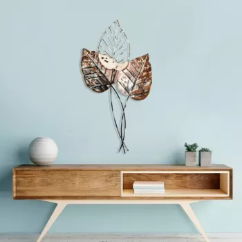 Decoratiune de perete, Fall 1, Metal, Dimensiune: 45 x 85 cm, Maro / Negru imagine