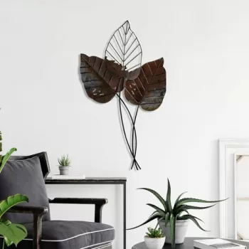 Decoratiune de perete, Fall 3, Metal, Dimensiune: 45 x 85 cm, Maro imagine
