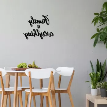 Decoratiune de perete, Family Is Everything, MDF, Family: 46 x 25 cm, Negru imagine