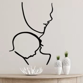 Decoratiune de perete, Family, Metal, Dimensiune: 72 x 0,15 x 50 cm, Negru imagine