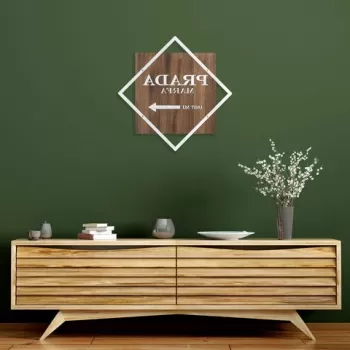 Decoratiune de perete, Fashion, 50% lemn/50% metal, Dimensiune: 54 x 54 cm, Nuc / Argint imagine