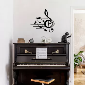 Decoratiune de perete, Fast Music, Metal, Dimensiune: 70 x 66 cm, Negru imagine