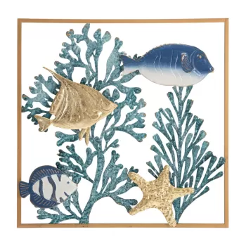 Decoratiune de perete Fish, Mauro Ferretti, 50.2 x 50.2 cm, fier, multicolor imagine