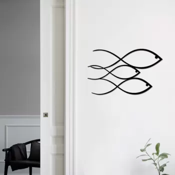Decoratiune de perete, Fish, Metal, Dimensiune: 50 x 30 cm, Negru imagine