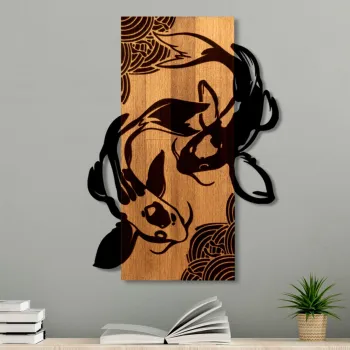Decoratiune de perete, Fish Yang, Latime: 43 cm, Nuc / Negru imagine