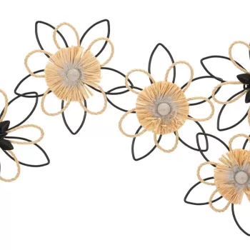 Decoratiune de perete Flow, Mauro Ferretti, 60 x 35 cm, fier/rafie, maro/negru imagine