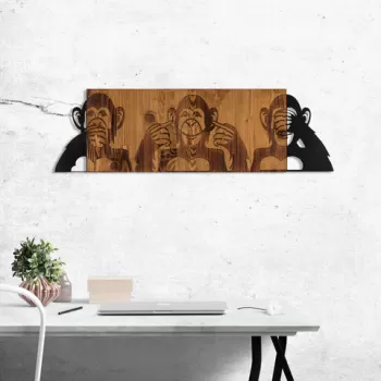 Decoratiune de perete, Flower 3 Metal Wall Decor, Metal, Cadru: 100% LEMN (grosime: 3 cm), Negru imagine