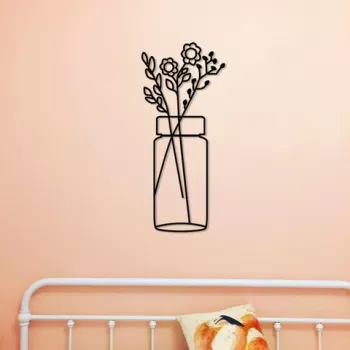Decoratiune de perete, Flower 5, Metal, Dimensiune: 58 x 61 cm, Negru imagine