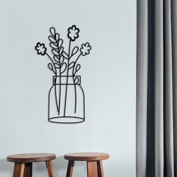 Decoratiune de perete, Flower 7, Metal, Dimensiune: 40 x 70 cm, Negru imagine