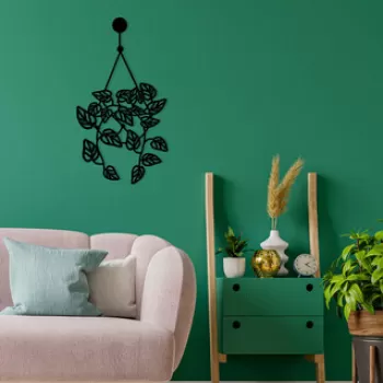Decoratiune de perete, Flower Cluster 3, Metal, Dimensiune: 20 x 40 cm, Negru imagine