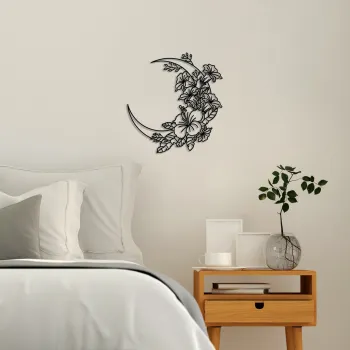 Decoratiune de perete, Flower Moon 1, Dimensiune: 50 x 47 cm, Negru imagine