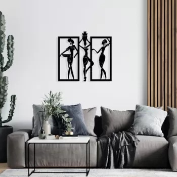 Decoratiune de perete, Flowers 5, Metal, Dimensiune: 71 x 66 cm, Negru imagine